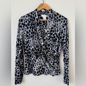 Doncaster NWT Black and Gray Animal Print Patterned Blouse Sz 14